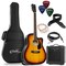 Ashthorpe Full-Size Dreadnought Cutaway Acoustic Electric Guitar Package with 10 Watt Amp